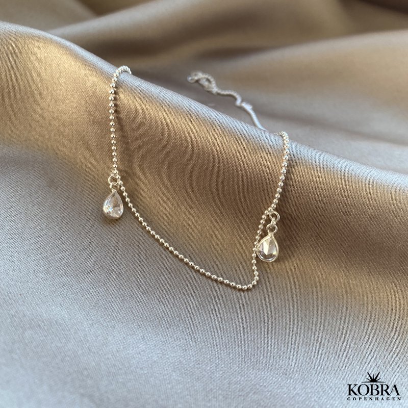 "Drops" slv ankelkde med drbeformet sten- Valgfri farve!