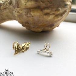 "Lavender" bladformet earcuff i forgyldt