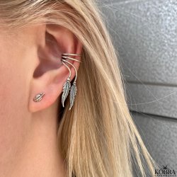 "Merle" sm reringe med fjer i sterling slv