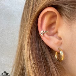 "Hikkori" blad earcuff i guld