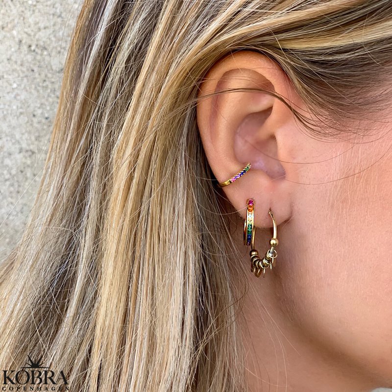 "Hawaii" lille guld earcuff med farvet sten