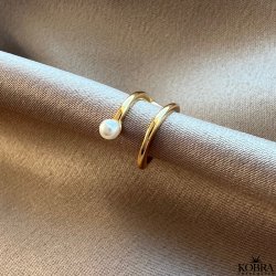 "Clay" earcuff i guld med perle