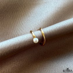 "Clay" earcuff i guld med perle