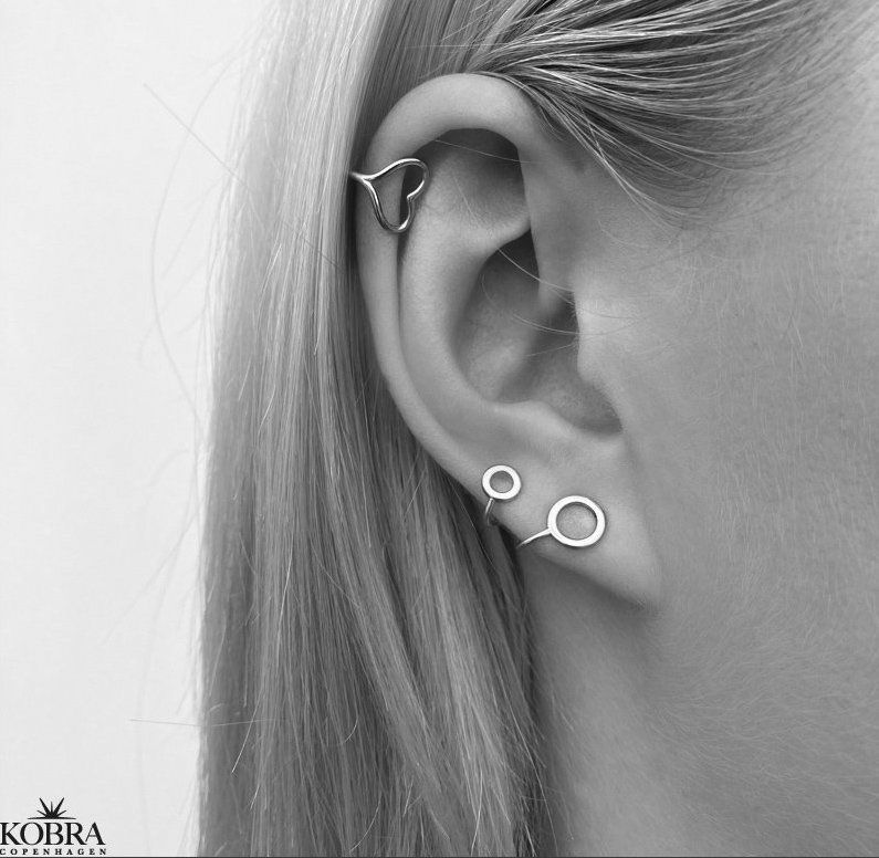 "Sola" hjerte earcuff i slv