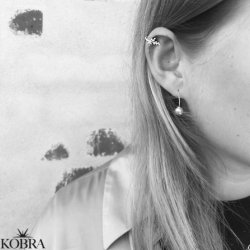 "Hikkori" blad formet earcuff i sterling slv