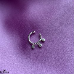 "Ellis" slv earcuff med hvide sten