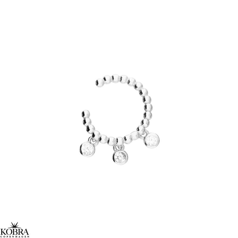 "Ellis" slv earcuff med hvide sten