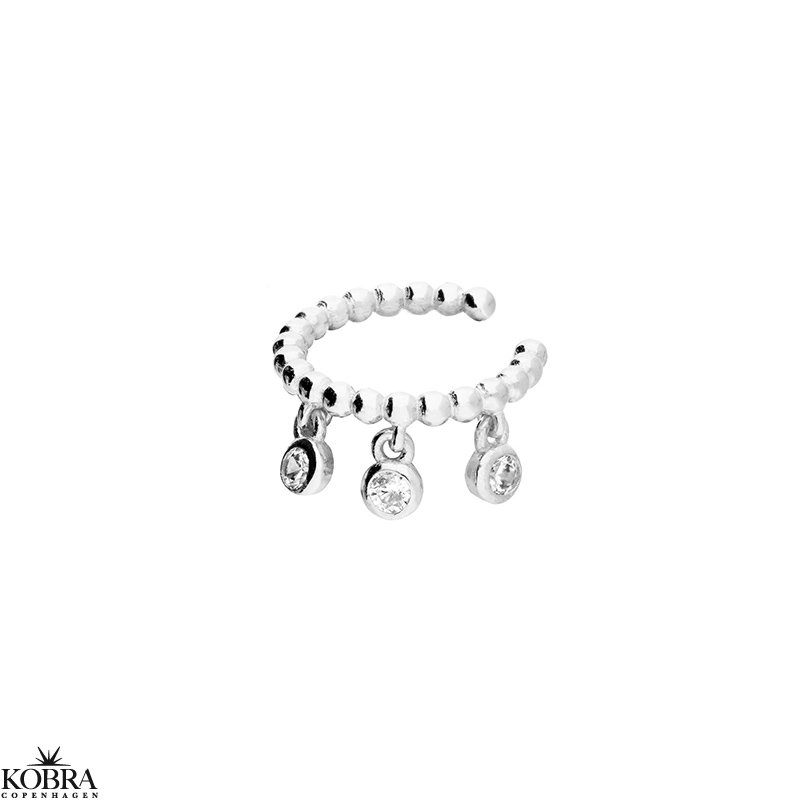 "Ellis" slv earcuff med hvide sten