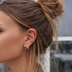 Sparkling - gold earrings with white stones