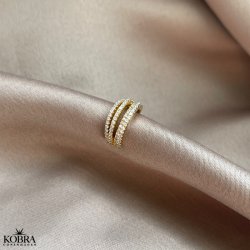 "Shine" stor earcuff i guld med hvide sten