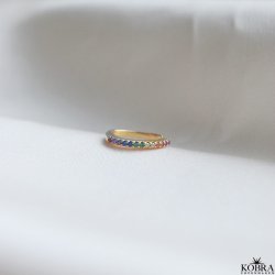 "Hawaii" lille guld earcuff med farvet sten