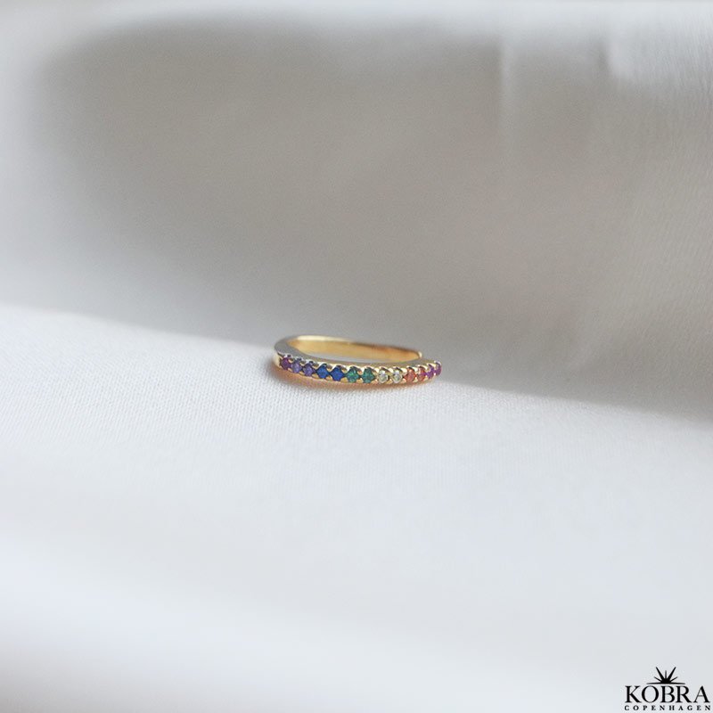 "Hawaii" lille guld earcuff med farvet sten