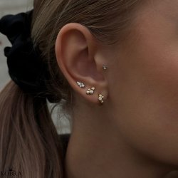 "Lily" guld restikker med hvide sten