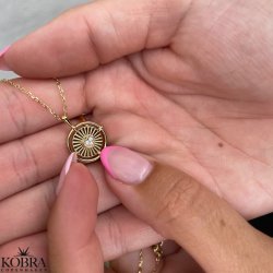 "Eleonora" guld halskde med hvide sten