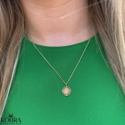 "Eleonora" guld halskde med hvide sten