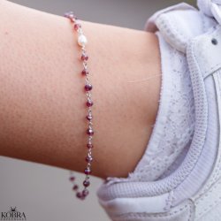 "Ellish" ankelkde i slv med rde granater og perle