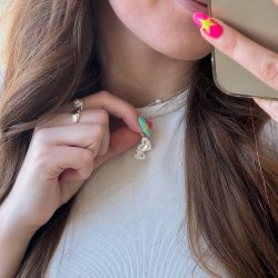 "Elske" hjerteformet medaljon halsk�de i s�lv