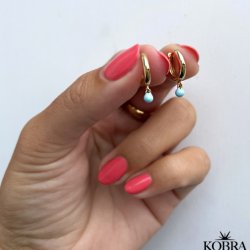 "Paulina" guld hoops med bl emalje kugler