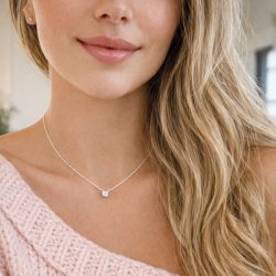 "Classy" solitaire halskjede med klar zirkonia i sterlings�lv