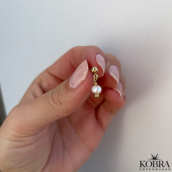 Small "Monroe" with pearl in gilded 1 pc.