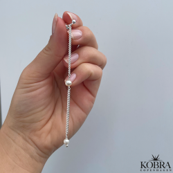 "Monroe" 1 stk. lang slv perle rering