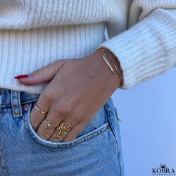 "Spring" armbnd med multifarvet sten i forgyldt