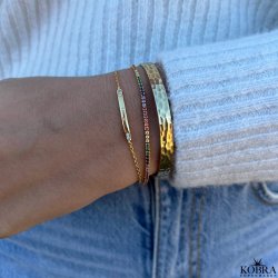 "Phlox" 18 carat gold plated hammered bracelet