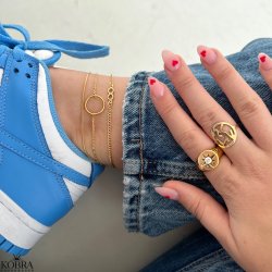 "Apollo" Enkel forgyldt ankelkde med cirkel