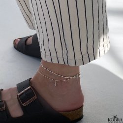 "Drops" slv ankelkde med drbeformet sten- Valgfri farve!