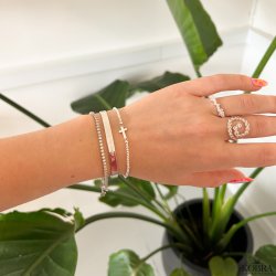 "Enna" slv kors armbnd med kugler