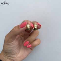 "Luna" Small chunky hoops with stones in gold