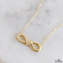 "Ever" infinity halskæde i guld med funklende sten