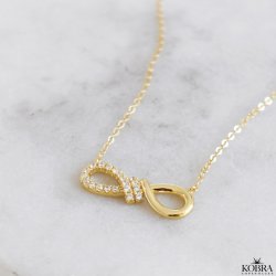 "Ever" infinity halskæde i guld med funklende sten