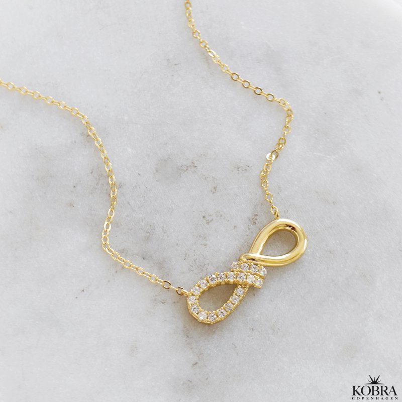 "Ever" infinity halskæde i guld med funklende sten
