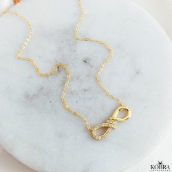 "Ever" infinity halskæde i guld med funklende sten