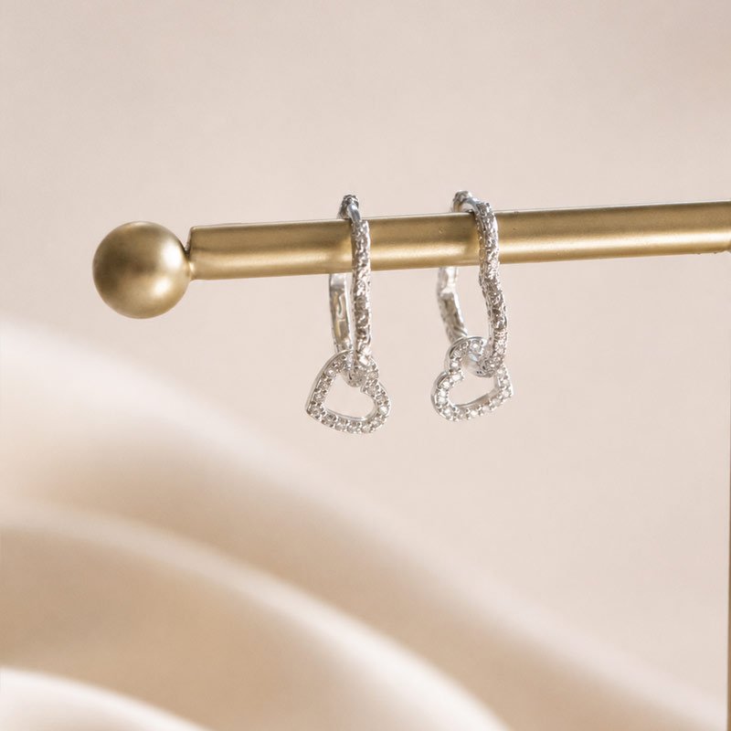 "Ever After" Heart earrings in silver