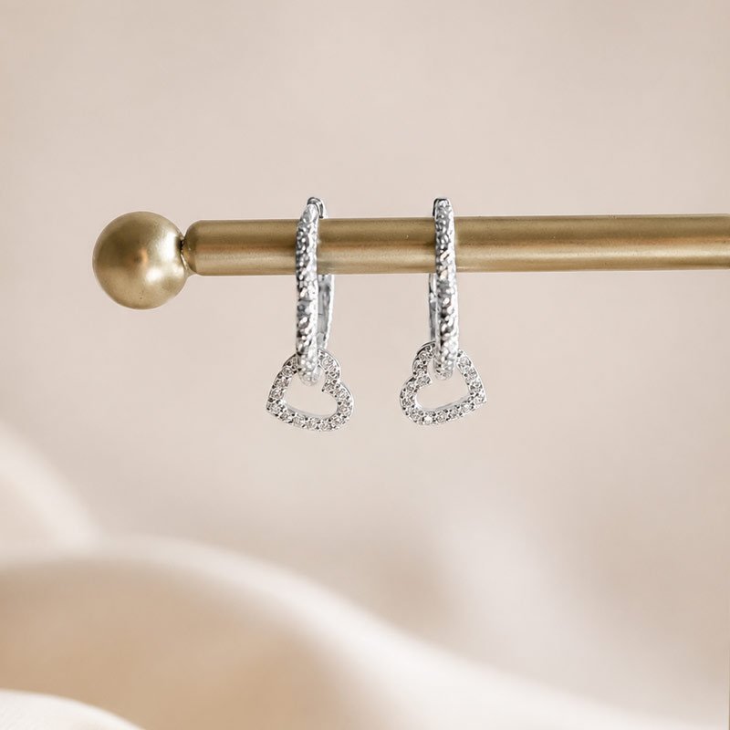 "Ever After" Heart earrings in silver