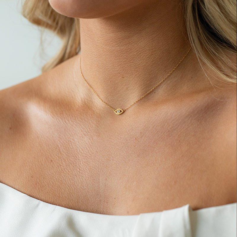 "Evil Eye" Halskjede � Forgylt S�lv med Zirkonia