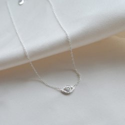 "Evil Eye" Necklace � Sterling Silver with Zirconia