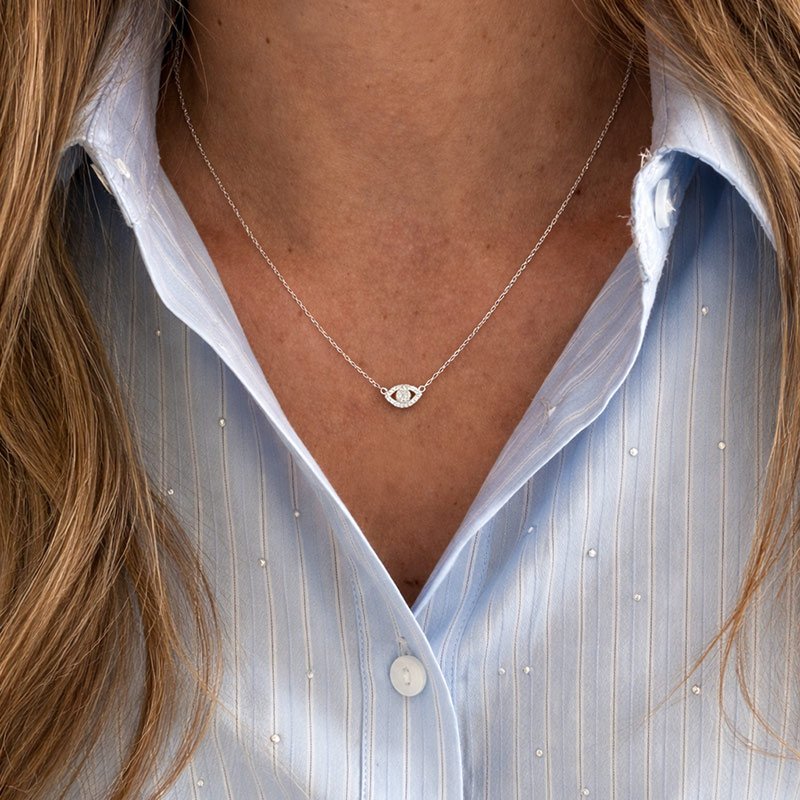 "Evil Eye" Necklace � Sterling Silver with Zirconia