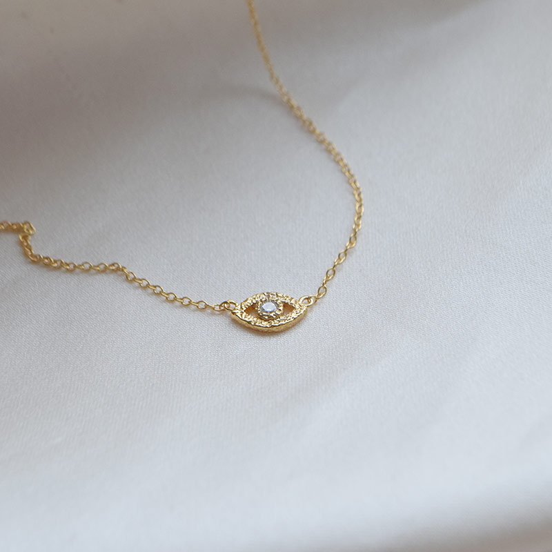 "Evil Eye" Halskjede � Forgylt S�lv med Zirkonia