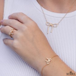 "Leonora" 18 carat gold-plated bow bracelet with white zirconia