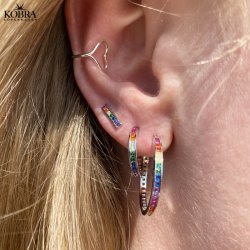 Sm multifarvet "Spring" hoops i slv 