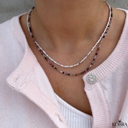 "Iceland" perlekjede med halvedelstener. Velg mellom Moonstone, Tourmaline, Howlite