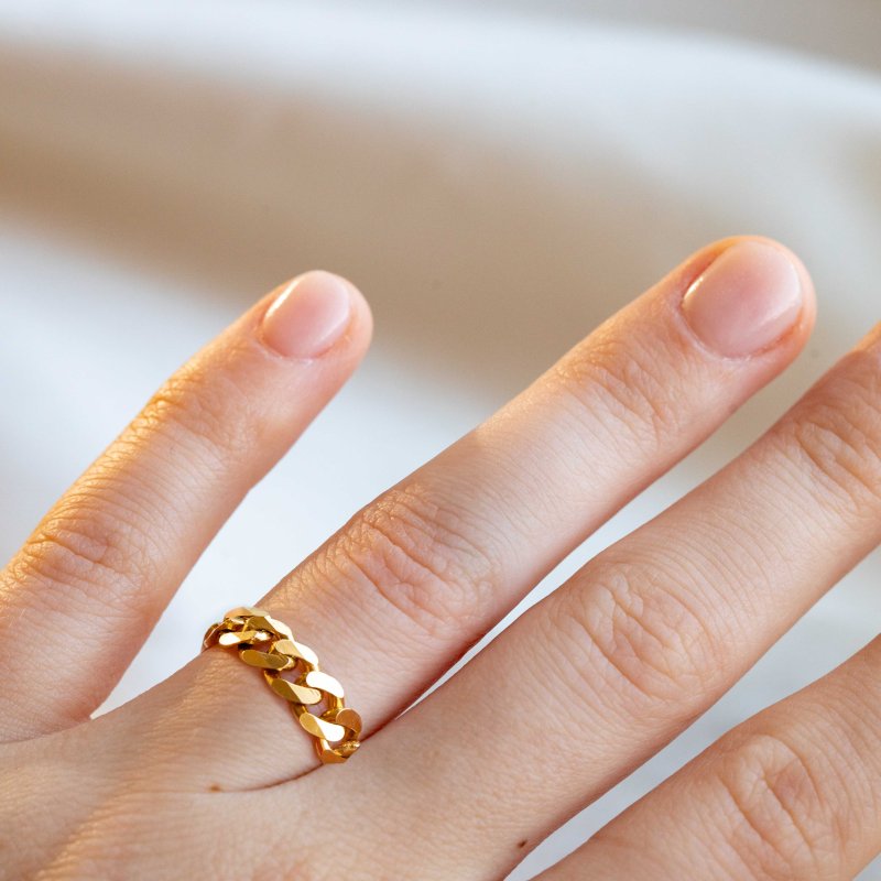 "Clinton" 18 karat forgyldt panzerkde ring