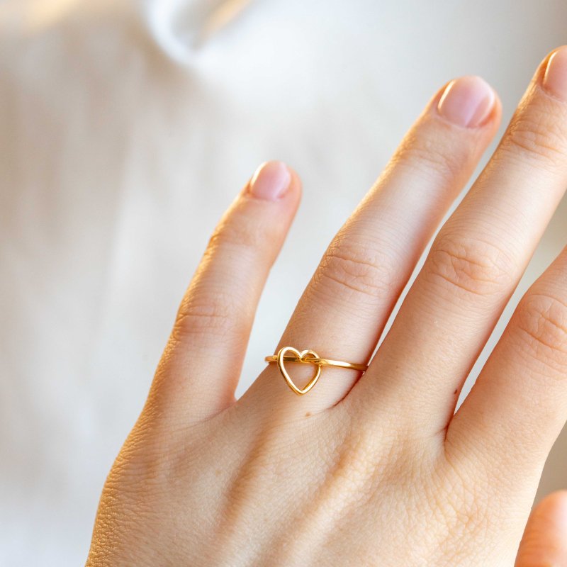 "Helena" guld - fidget -  ring med "lst" hjerte