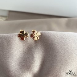 "Felicity" Small four-leaf clover earrings in gilt