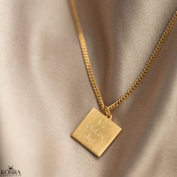 "Trend" 18 karat forgyldt halskęde med krydsgravering og 2 mm. panzer kęde