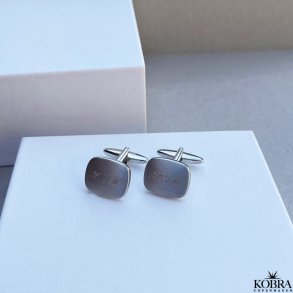 Square cufflinks in brushed steel - with personal engraving