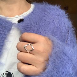 "Carr" enkel slvring i firkantet design